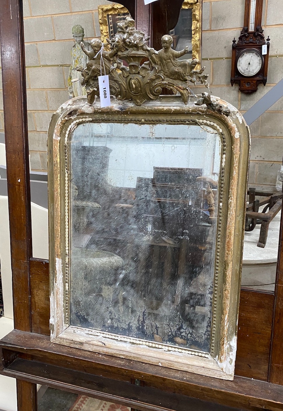 A 19th century giltwood gesso wall mirror, width 54cm, height 88cm